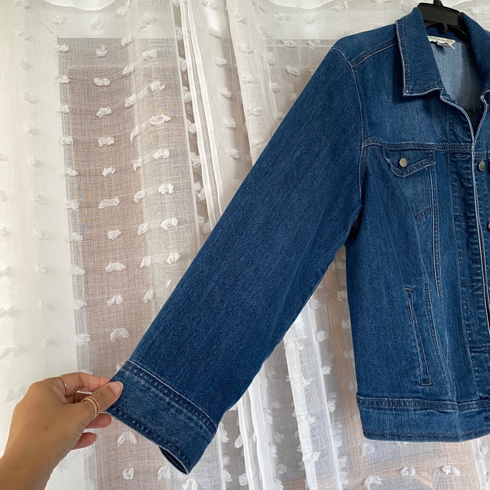 Medium Wash Denim Jacket With Patch - image 5